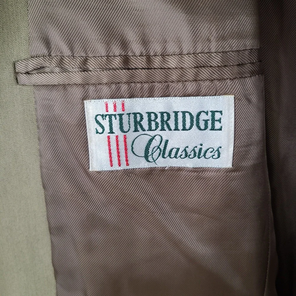 Vintage Sturbridge Classics Jacket Mens 38R Beige‎ 3 Button Blazer Suit Coat